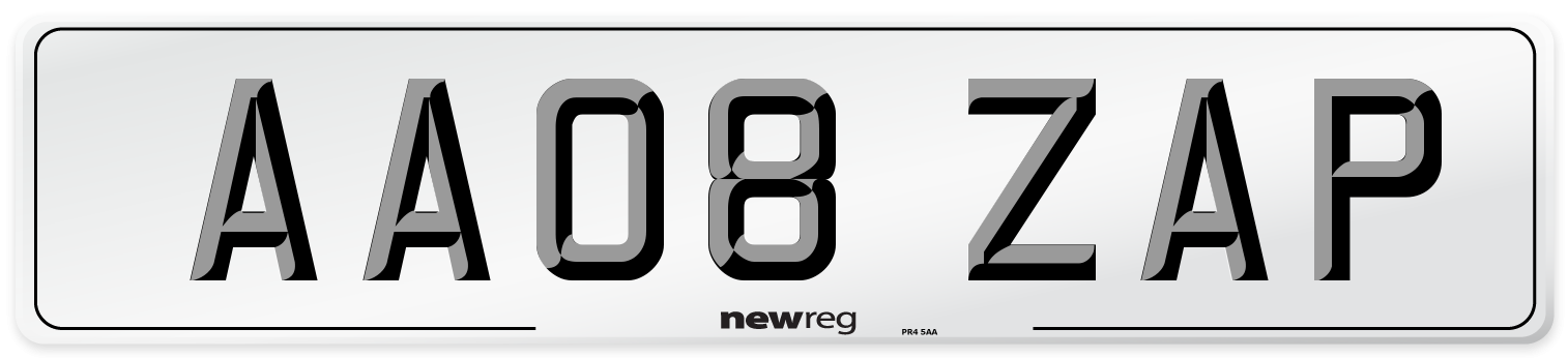AA08 ZAP Number Plate from New Reg